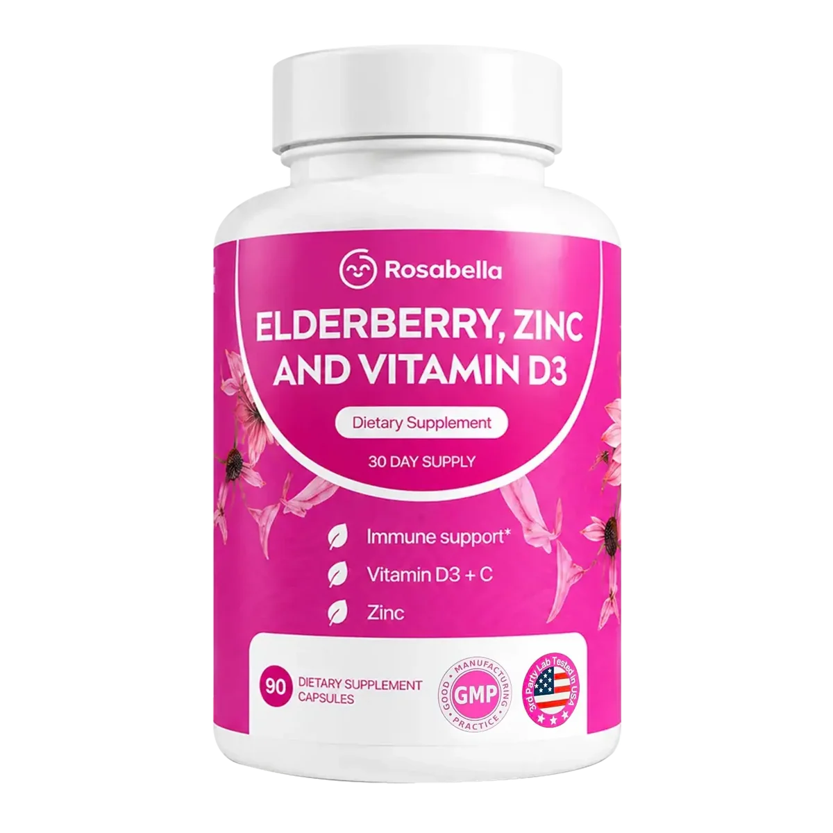 Rosabella Elderberry, Zinc & Vitamin D3 Capsules